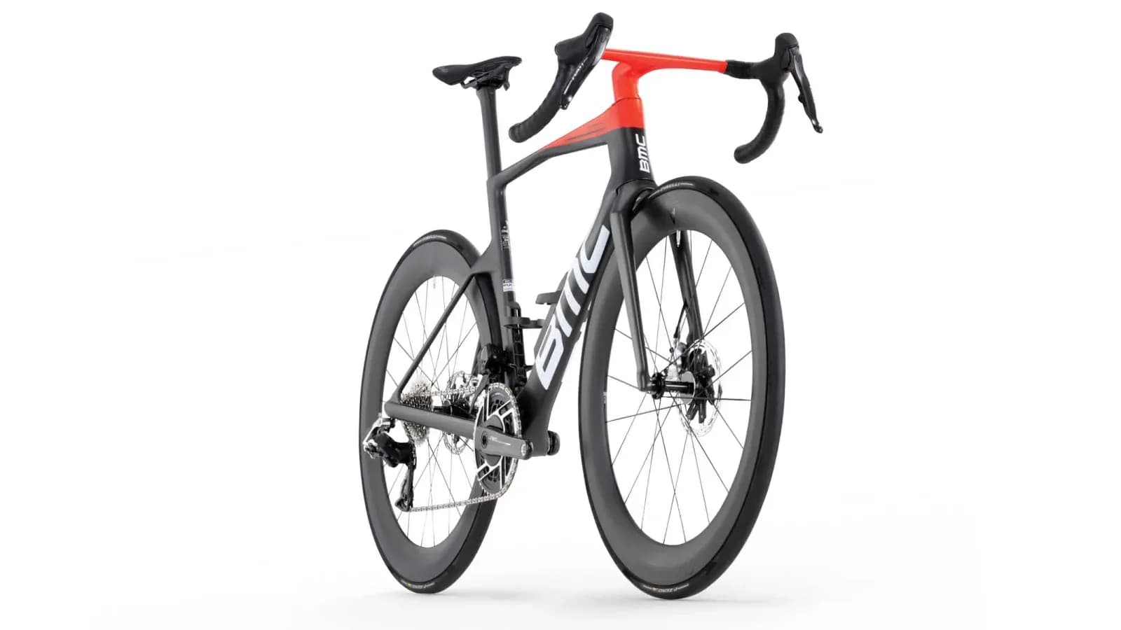 BMC Teammachine R 01 One 2026 — аэро шоссейный велосипед, цвет Carbon / Neon Red — фото 2